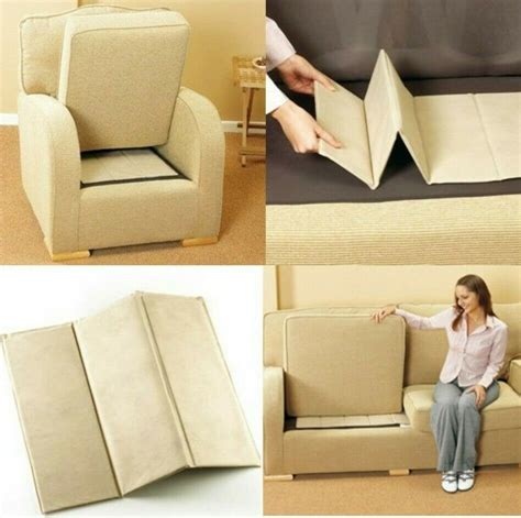 Product Description. Sagging Sofas sit straight again. Slip under seat cushions to give old easy chair, love seat or sofa a new look. By ending seat sag this item will improve your posture as you sit. Just unfold and put into place. Top quality vinyl-covered particle board. Chair, (19 x 22") Love Seat, (19 x 44") Sofa, (19 x 66")